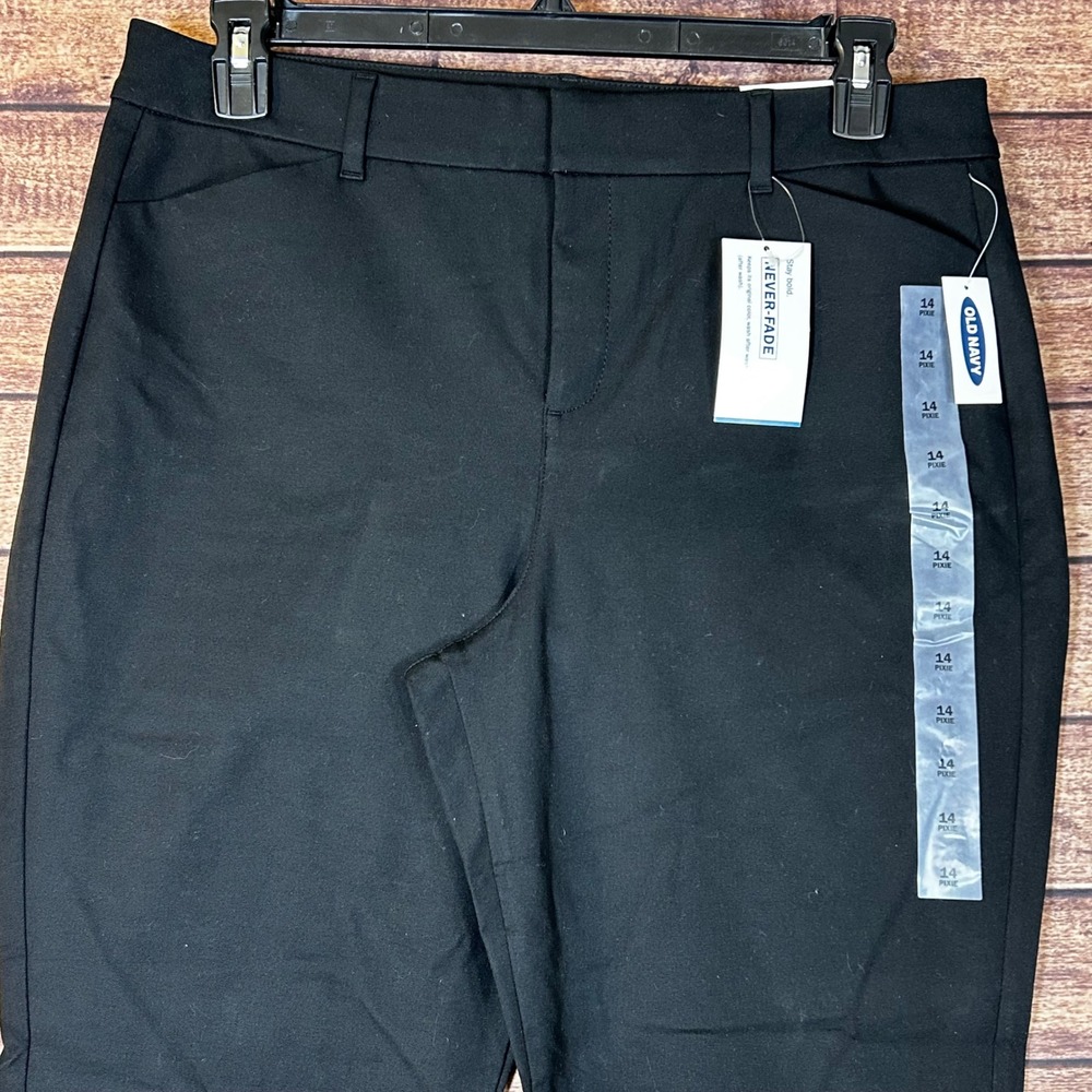 Old Navy Pixie High Rise Never-Fade Black‎ Slim Pants Womens 14 NWT - Picture 2 of 9